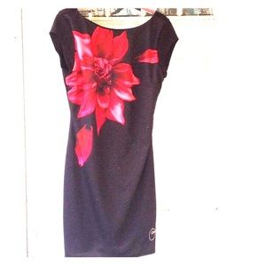 Desigual Black dress with flower and rhinestones
